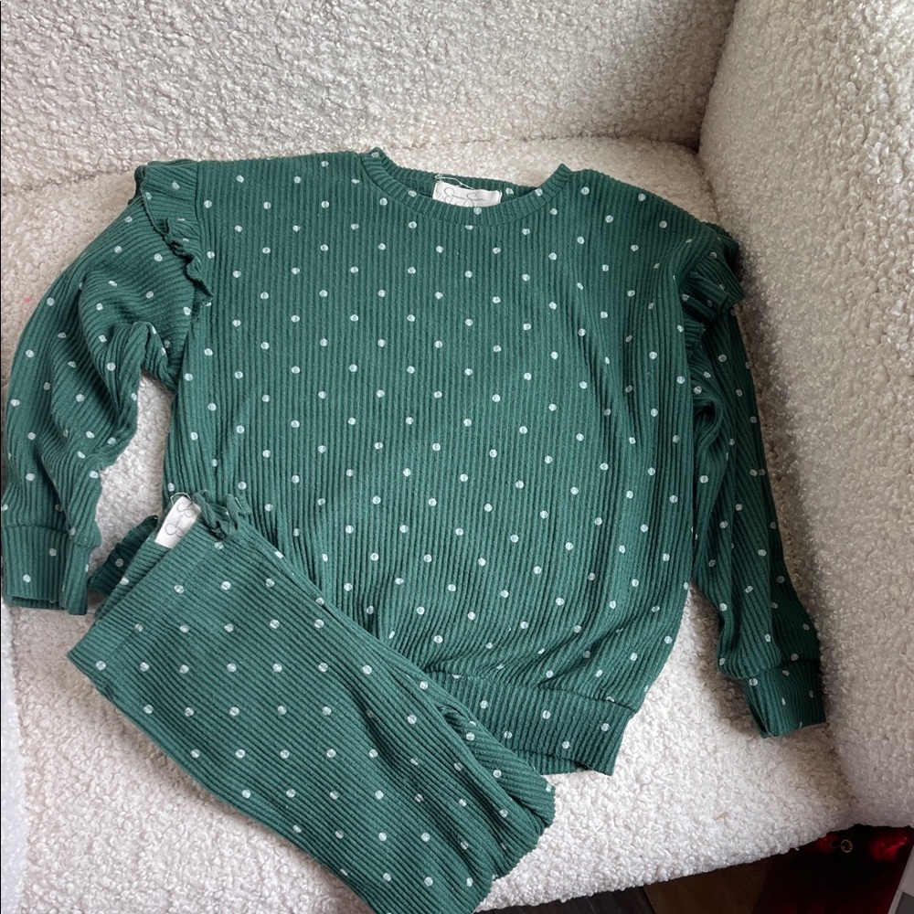 Jessica Simpson Green Polka Dot Kids Matching Set